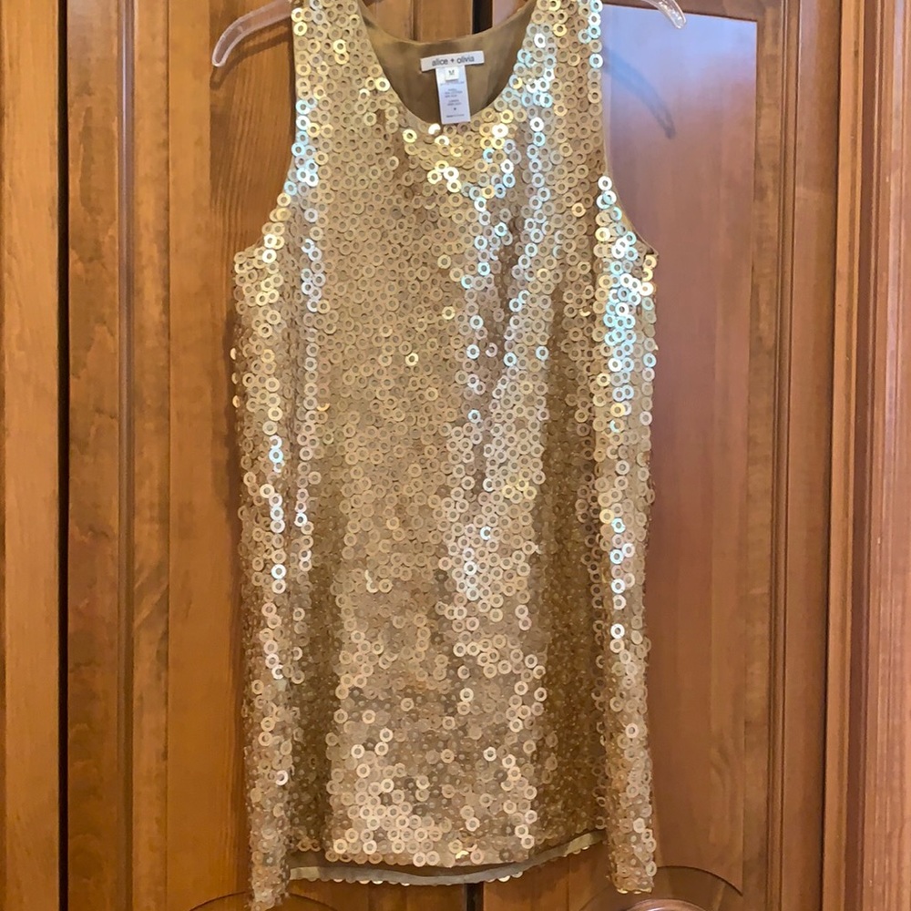 Alice + Olivia gold dress